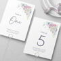 Wedding Table Numbers Pink White And Blue Florals, thumbnail 1 of 4