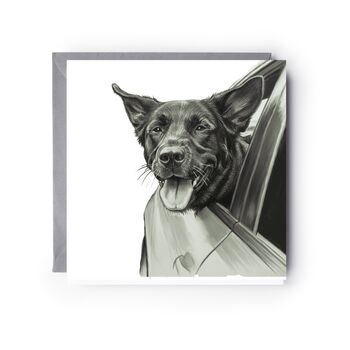 Happy Dog Riding In Car – Hand Drawn Greeting Card, 2 of 6