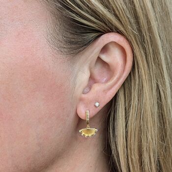 The Fan Pearl Charm Earrings, Gold, 3 of 6