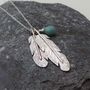 Feathers Sterling Silver And Gem Necklace, thumbnail 2 of 6