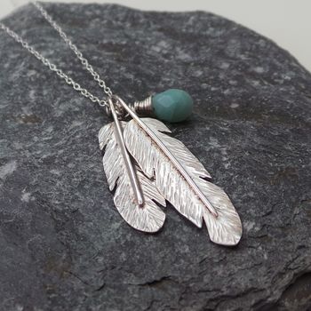 Feathers Sterling Silver And Gem Necklace, 2 of 6