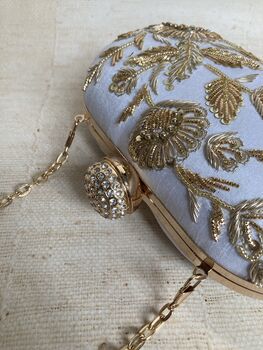 Off White Silk Oval Clutch Bag, 9 of 10