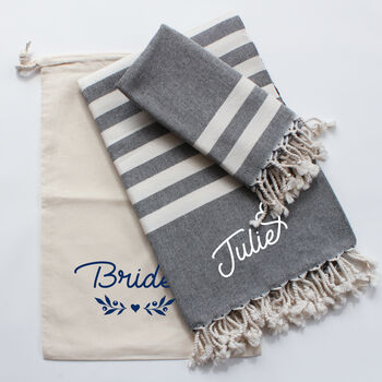 Personalised Bride Gift, Beach Towel Set, 6 of 12