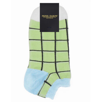 Organic Black And Grid Lime Women's Trainer Socks Bundle, 6 of 8