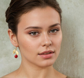 Vintage Brass Cherry Earrings, 2 of 9
