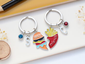 Personalised Pair Of Best Friends Burger And Fries Keyrings, Matching Set, 3 of 7