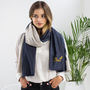 Personalised Navy To Stone Scarf, thumbnail 4 of 6