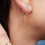 Minimal Staged Gold Plated Silver Huggie Hoop Earrings, thumbnail 2 of 8