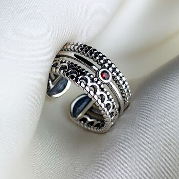 Sterling Silver Chunky Triple Band Ring, 3 of 4