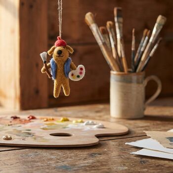 Handmade Felt Painting Pooch Artist Dog Decoration, 5 of 5