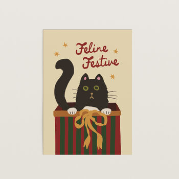 Feline Festive Cat Christmas Print, 6 of 8