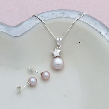 Pink Pearl Pendant With 6mm Stud Set, 5 of 11