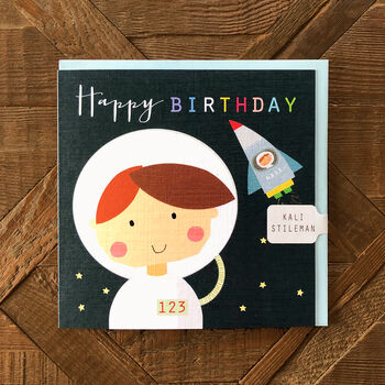 Spaceman Happy Birthday Card, 3 of 5