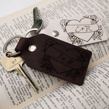Personalised Heart Leather Key Ring, 6 of 8