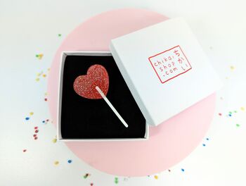 Lollipop Heart Brooch On Acrylic Valentine's Day Gift, 5 of 6