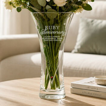 Ruby Wedding Anniversary Gifts Personalised Crystal Glass Vase, 5 of 7
