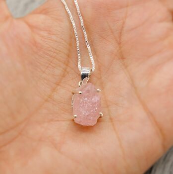 Raw Rose Quartz Sterling Silver Necklace, 2 of 6