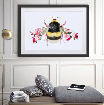 Bumble Bee Wildlife Botanical Art Print, 2 of 5