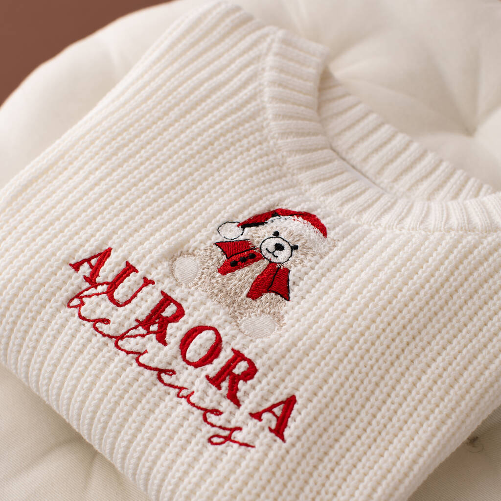 Personalised Bear Believes Children's Christmas Jumper, 1 of 3