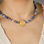 Blue Gemstone Bead And Gold Swirl Necklace, thumbnail 1 of 4