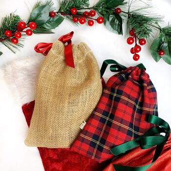 Hessian Jute Or Tartan Christmas Gift Bag Set, 5 of 6