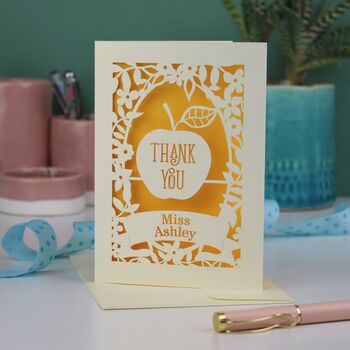Personalised Papercut Teacher Apple Card, 6 of 7