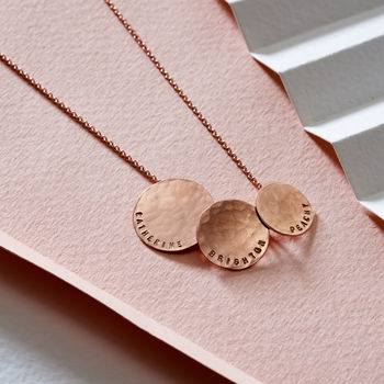 Personalised Triple Hammered Disc Necklace, 3 of 9
