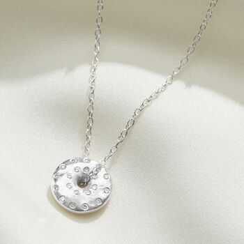 Moon Phase Necklace With Diamonds In Sterling Silver, 5 of 12