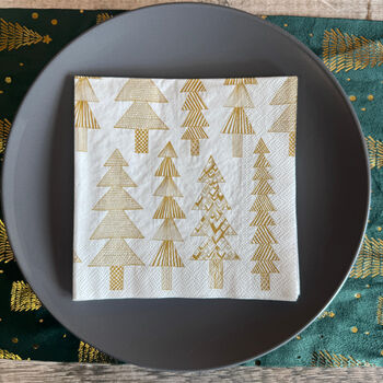 Gold Christmas Tree Luncheon Napkins Set Of 20, 3 of 5