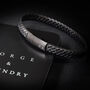 Men's Personalised Engraved Black Braided Leather Bracelet, thumbnail 1 of 8