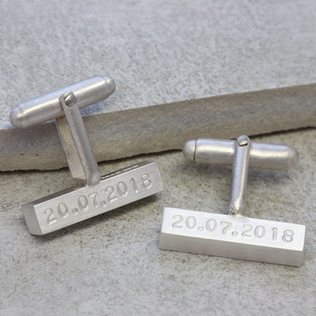 Chunky Silver Personalised Bar Cuff Links, 2 of 7