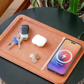 Leather Vanity Tray And Wireless Phone Charger, 11 of 12