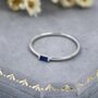 Sapphire Blue Tiny Baguette Cz Ring In Sterling Silver, thumbnail 3 of 9
