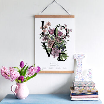'Love' Personalised Botanical Flower Print, 3 of 4