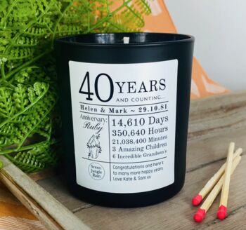 Personalised 40th Anniversary Years And Counting Candle, 2 of 11