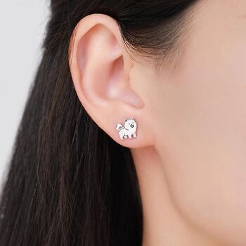 Pomeranian Dog Sterling Silver Stud Earrings, 5 of 10