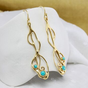Gold And American Turquoise Earrings, 3 of 7