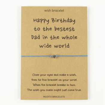 Happy Birthday To The Bestest Dad Heart Charm Wish Bracelet, 3 of 4