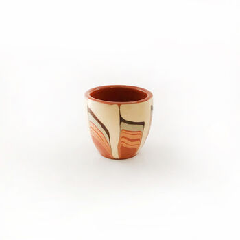 Pair Of Ceramic Stoneware Mini Cups In Beige And Green, 3 of 6