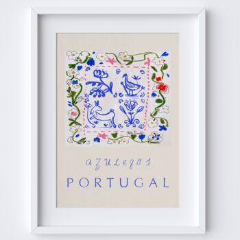 'Azulegos' Poster Famous Portuguese Blue Ceramic Tiles Travel Print, 2 of 2