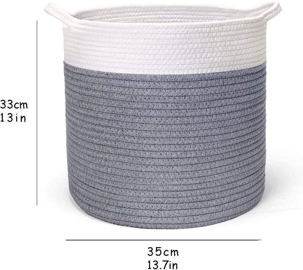 Grey Cotton Rope Woven Laundry Storage Organiser Basket By Momentum