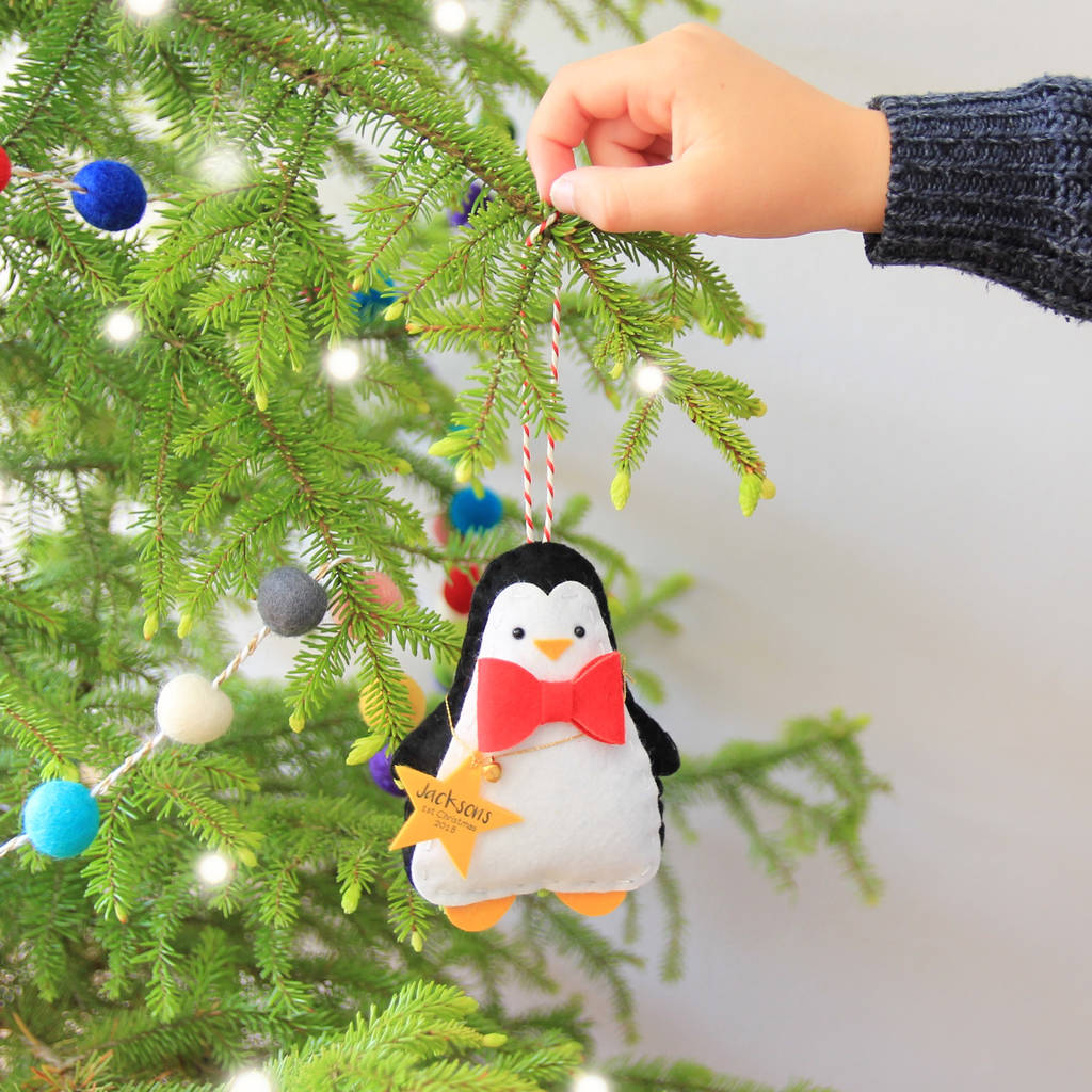 personalised penguin christmas decoration by miss shelly designs