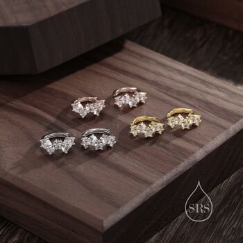 Star Constellation Cz Huggie Hoops In Sterling Silver, 2 of 9