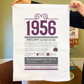 Personalised 70th Birthday Gift Microfibre Tea Towel, 5 of 8