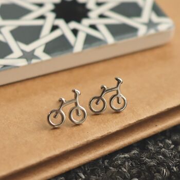 Bicycle Earrings Silver Studs Transport Jewellery, 2 of 7