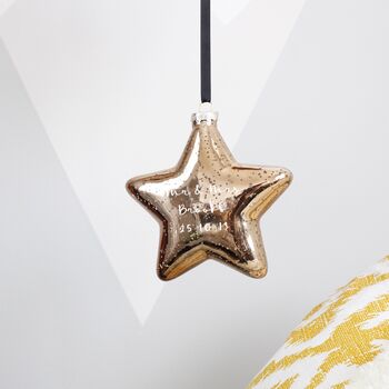 Mr And Mrs Glass Star Christmas Bauble Decoration, 3 of 8
