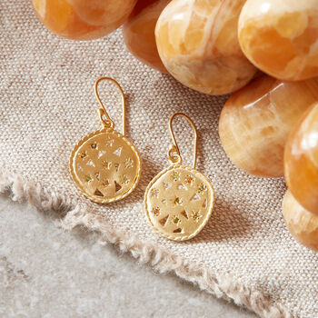 Matt Gold Drop Celestial Earrings, 18k Gold And Silver, 5 of 7