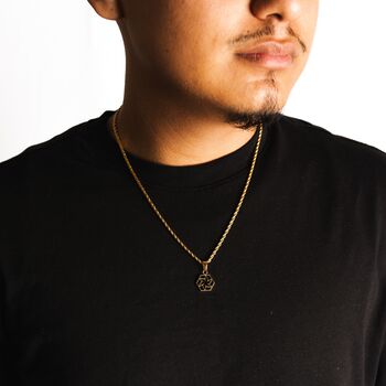 Men's Silver Emblem Black Pendant Necklace Chain, 5 of 9