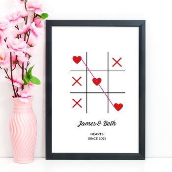 Personalised Couples Print Tic Tac X O Love, 2 of 3