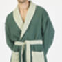 Dark Green Two Tone Unisex Waffle Bathrobe, thumbnail 5 of 6